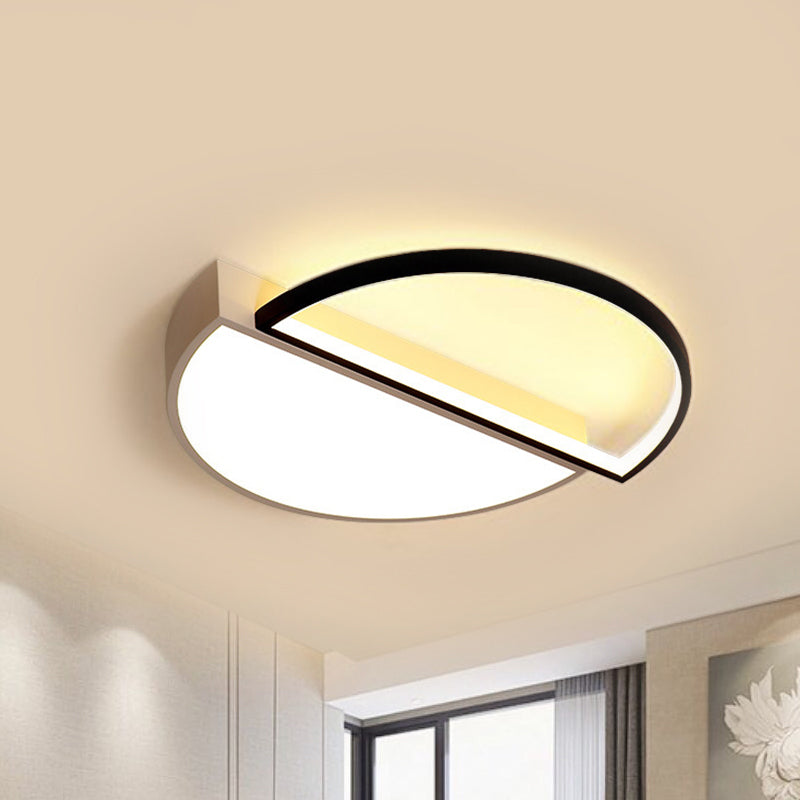 Modern Splicing Flush Mount Led Ceiling Light In Black/White With Dimming Control - 18’/21.5’ W