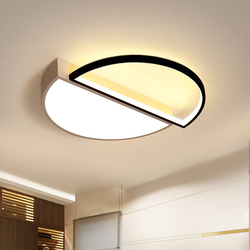 Modern Splicing Flush Mount Led Ceiling Light In Black/White With Dimming Control - 18/21.5 W