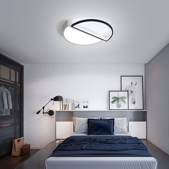 Modern Splicing Flush Mount Led Ceiling Light In Black/White With Dimming Control - 18’/21.5’ W