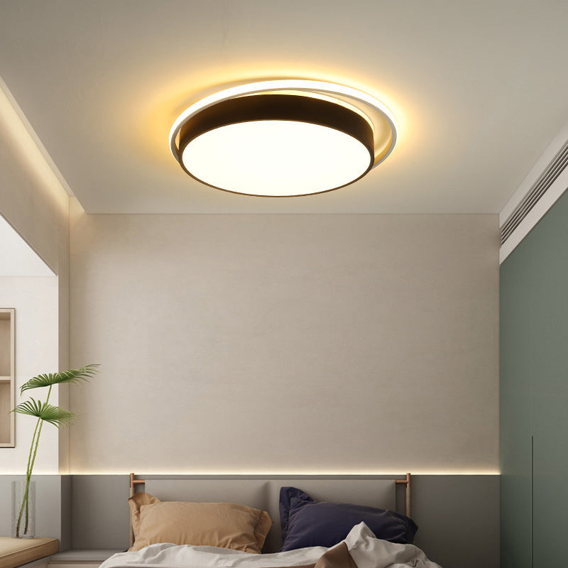 Round Flush Mount Led Ceiling Light In Simple Acrylic Design - Black/Gold Finish Remotely Dimmable