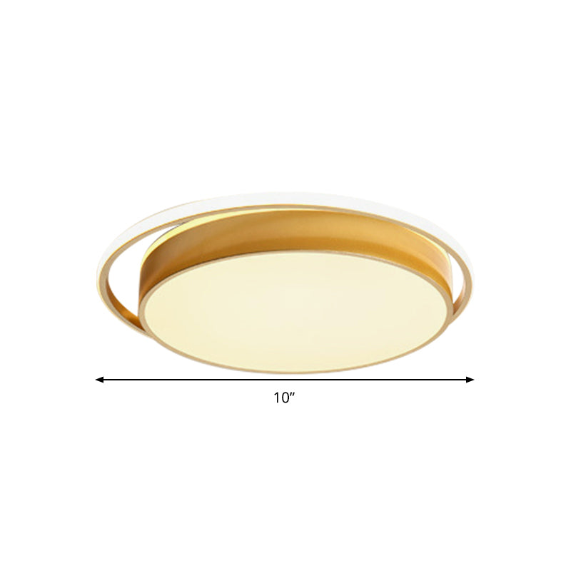 Round Flush Mount Led Ceiling Light In Simple Acrylic Design - Black/Gold Finish Remotely Dimmable