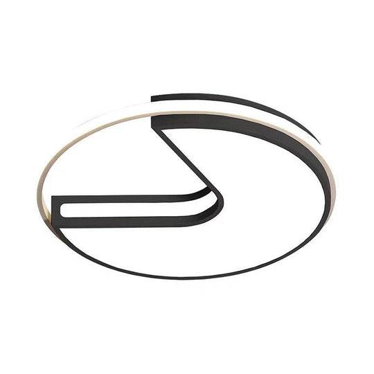 Modern Led Flush Light In Black & White - Big Mouth Design 16/19.5 Width Warm Options