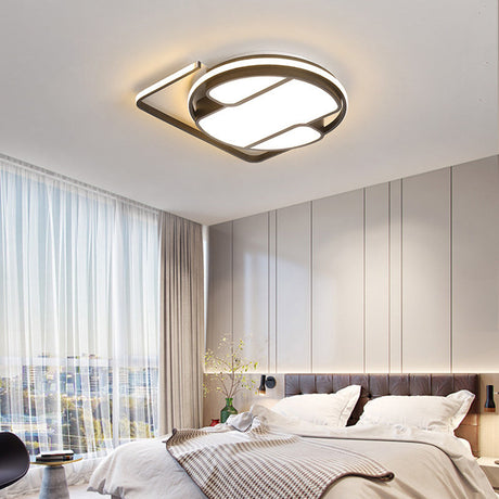 Geometric Led Ceiling Light In Modern Black And White Design - Sizes 16’/19.5’ 3 Color Options