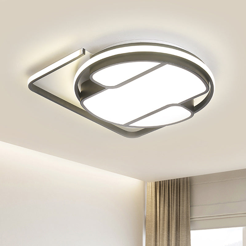 Geometric Led Ceiling Light In Modern Black And White Design - Sizes 16/19.5 3 Color Options For