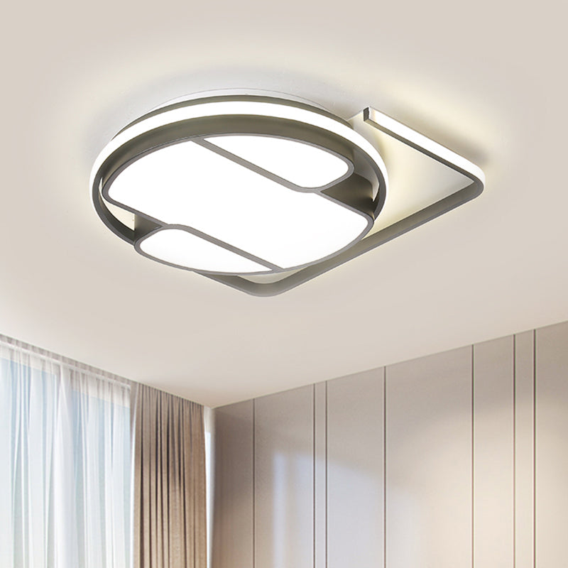 Geometric Led Ceiling Light In Modern Black And White Design - Sizes 16’/19.5’ 3 Color Options