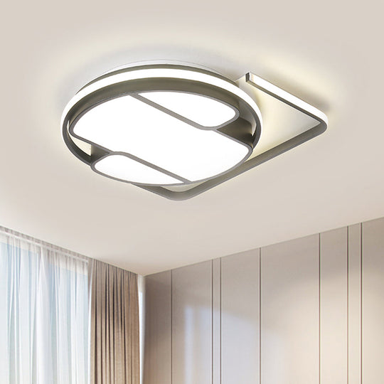 Geometric Led Ceiling Light In Modern Black And White Design - Sizes 16’/19.5’ 3 Color Options