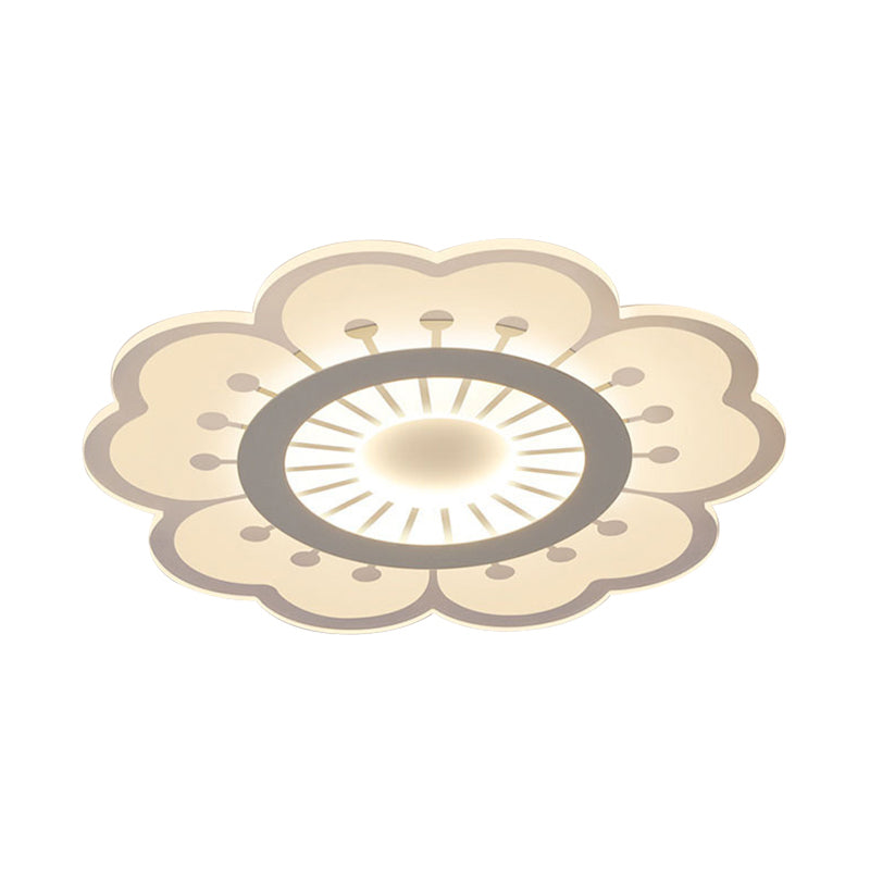 Contemporary Acrylic Led Flush Mount Ceiling Fixture - Flower Design 16.5/20.5 Wide White