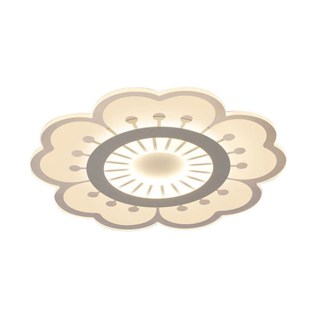 Contemporary Acrylic Led Flush Mount Ceiling Fixture - Flower Design 16.5/20.5 Wide White
