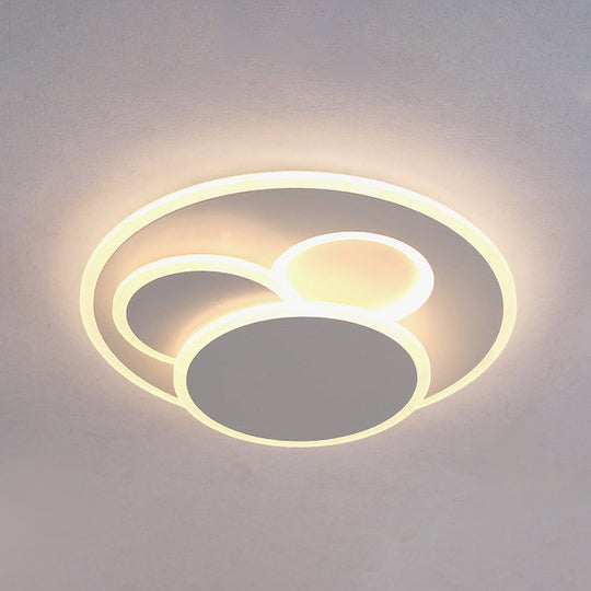 Modern Round Led Ceiling Lamp In Warm/White Light - Acrylic Flush Mount
