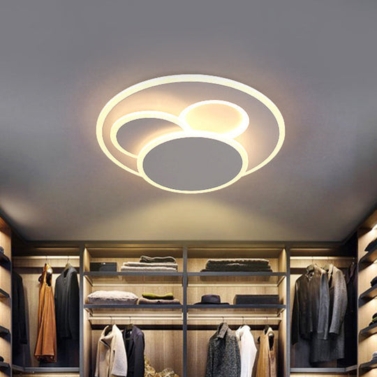 Modern Round Led Ceiling Lamp In Warm/White Light - Acrylic Flush Mount