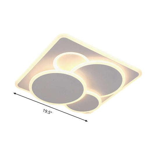 Modern Geometric Flush Mount Led Ceiling Light In Warm/White Acrylic