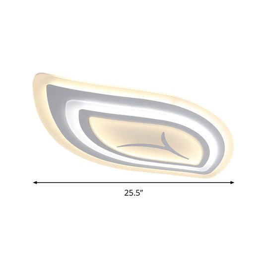 Modern Acrylic Led Ceiling Light With Stepless Dimming In Warm Or White - 21.5’/25.5’/33.5’ Wide