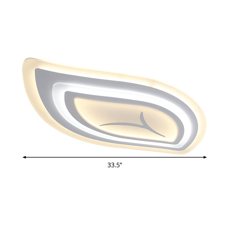 Modern Acrylic Led Ceiling Light With Stepless Dimming In Warm Or White - 21.5’/25.5’/33.5’ Wide