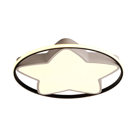 Contemporary Metal Five-Pointed Star Ceiling Light In Black & White - 19.5/23.5 Wide Led Flush Mount