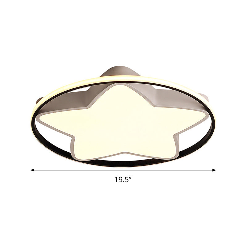 Contemporary Metal Five - Pointed Star Ceiling Light In Black & White - 19.5’/23.5’ Wide Led