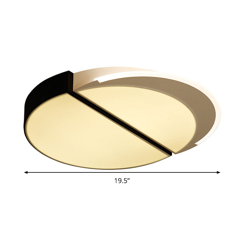 Modern Metal Led Flush Mount Ceiling Light In Black-White 16/19.5 Wide