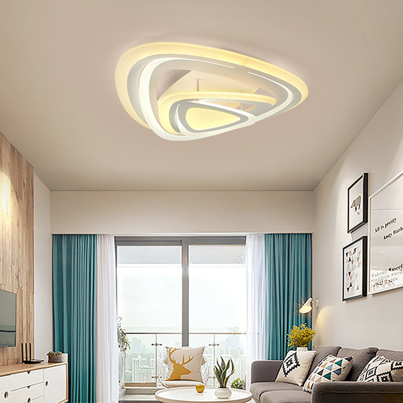 Modern White Triangle Acrylic Led Ceiling Light Fixture With Warm/White Lighting