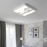 Modern Gray/White Metal Led Flush Mount Ceiling Lamp - 16/19.5 Wide Warm/White Light White / 16