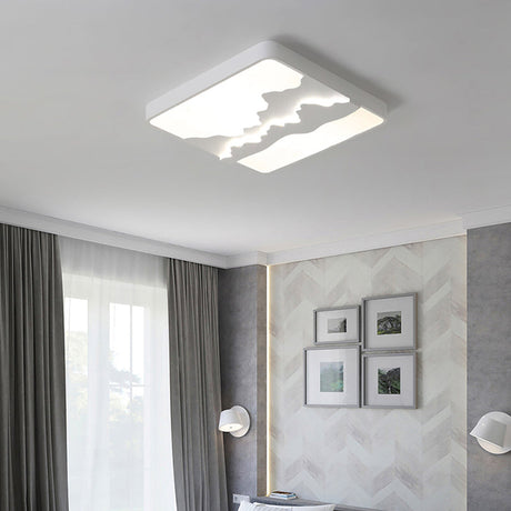 Modern Gray/White Metal Led Flush Mount Ceiling Lamp - 16/19.5 Wide Warm/White Light White / 16