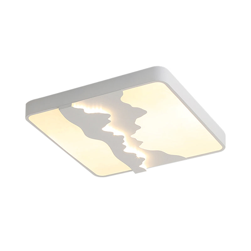 Modern Gray/White Metal Led Flush Mount Ceiling Lamp - 16/19.5 Wide Warm/White Light