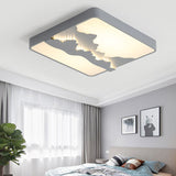 Modern Gray/White Metal Led Flush Mount Ceiling Lamp - 16’/19.5’ Wide Warm/White Light