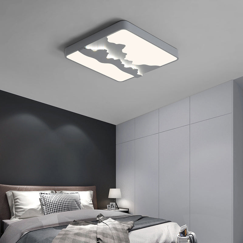 Modern Gray/White Metal Led Flush Mount Ceiling Lamp - 16’/19.5’ Wide Warm/White Light Grey /
