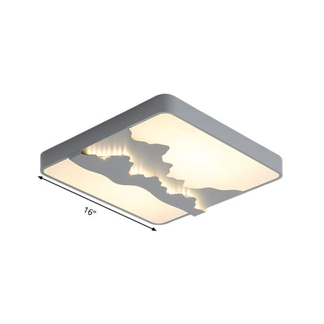 Modern Gray/White Metal Led Flush Mount Ceiling Lamp - 16/19.5 Wide Warm/White Light