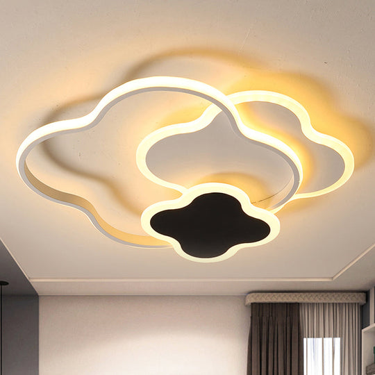 Sleek Geometric Acrylic Ceiling Light - Black & White Led Flush Mount In Warm/White 18’/21.5’