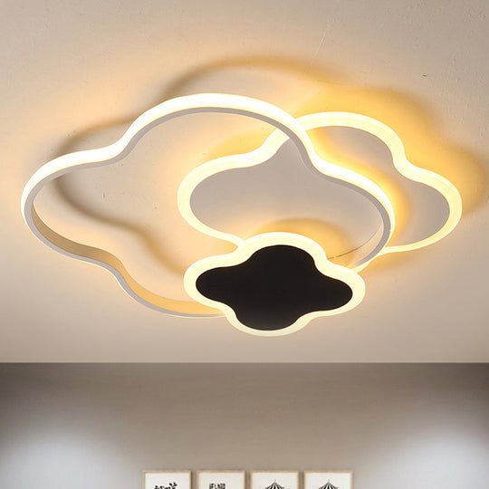 Sleek Geometric Acrylic Ceiling Light - Black & White Led Flush Mount In Warm/White 18/21.5 Wide