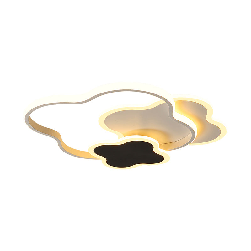 Sleek Geometric Acrylic Ceiling Light - Black & White Led Flush Mount In Warm/White 18’/21.5’ Wide