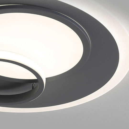 Contemporary Acrylic Round Flush Mount Lamp - Gray 16’/19.5’ Wide Led Ceiling Fixture With