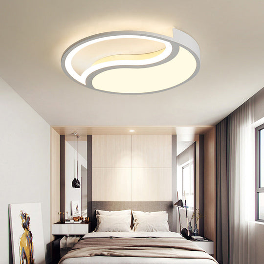 Minimalist Circle Led Ceiling Light - White Acrylic Warm/White/3 Color Options 16/19.5 Wide / 16