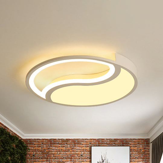 Minimalist Circle Led Ceiling Light - White Acrylic Warm/White/3 Color Options 16’/19.5’ Wide