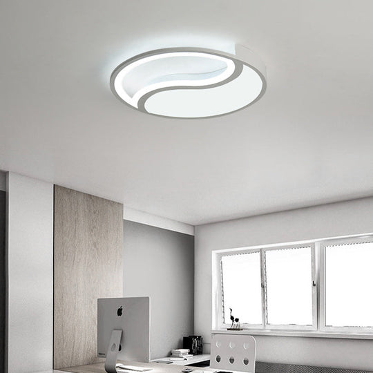 Minimalist Circle Led Ceiling Light - White Acrylic Warm/White/3 Color Options 16/19.5 Wide / 16