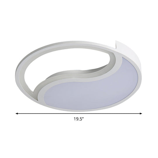 Minimalist Circle Led Ceiling Light - White Acrylic Warm/White/3 Color Options 16/19.5 Wide