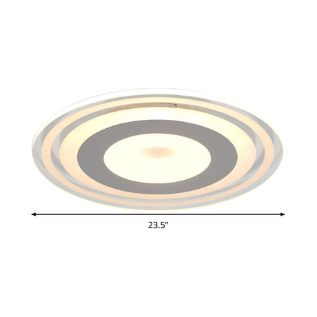 Simple Style Led Flush Mount Fixture In White With Acrylic Shade Circle Design 3 Color Light Options