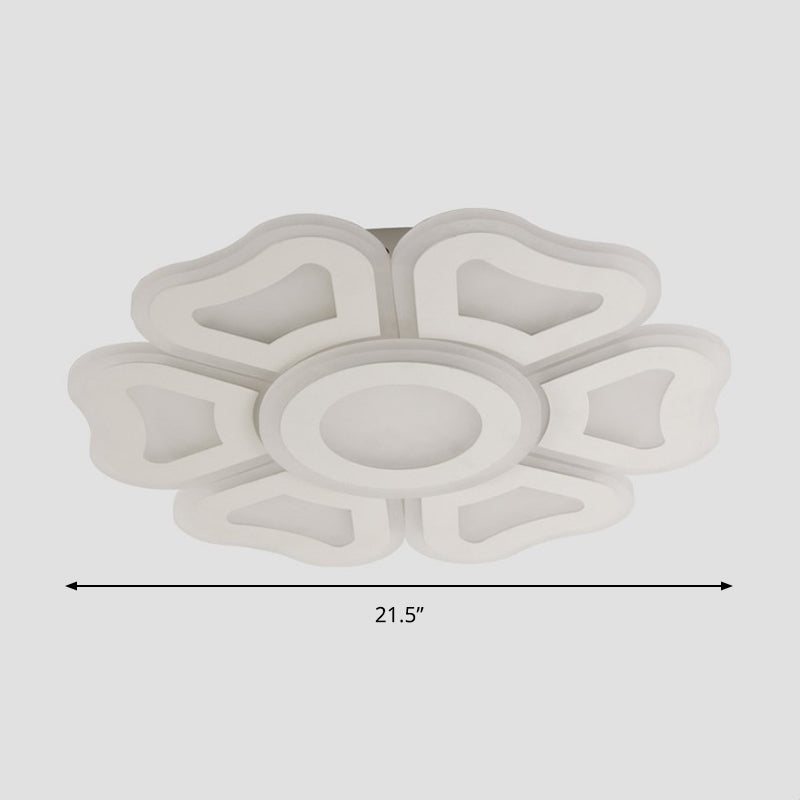 Flower Bedroom Led Ceiling Light Fixture In Modern White Acrylic Flush Design