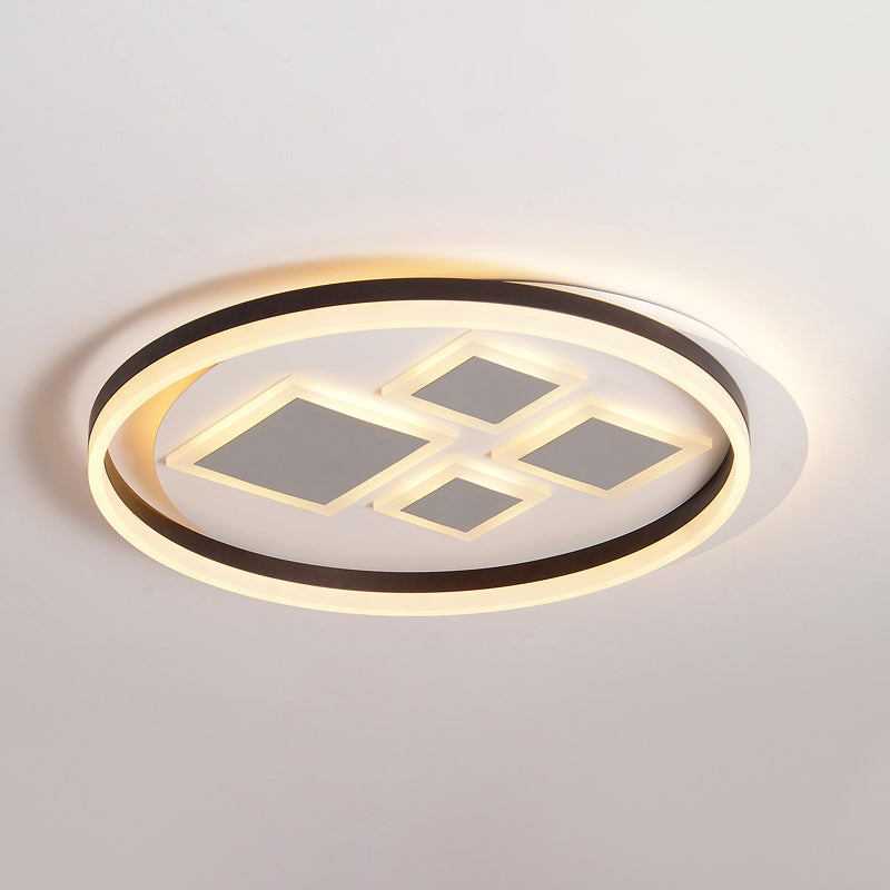 Contemporary Led Ceiling Lamp For Bedroom Décor - Coffee Rhombus Flush Mount Fixture