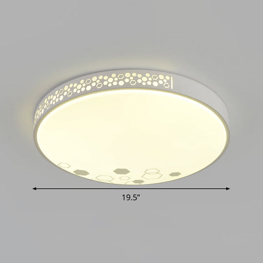Modern Led Flush Mount Ceiling Light In White - Home Bedroom Lighting