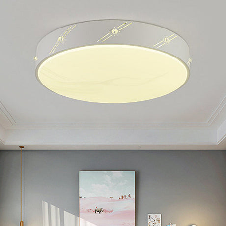 Modern Round Led Flush Mount Ceiling Light Fixture For Bedroom With Acrylic Diffuser White