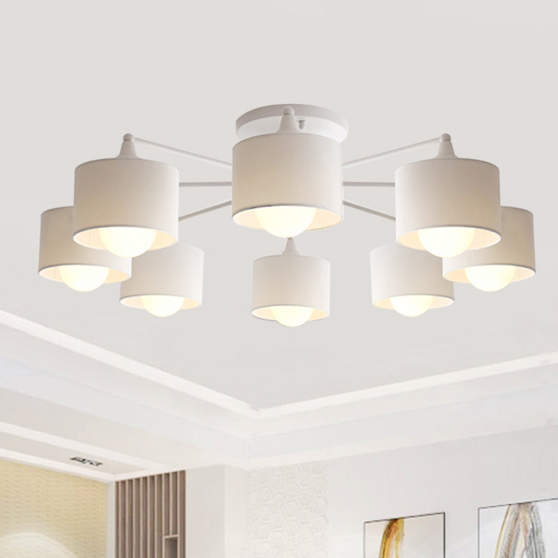 Sleek 8 - Light Fabric Sputnik Pendant Chandelier For Living Room - Minimalist Design