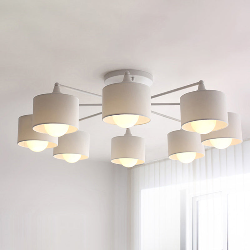 Sleek 8 - Light Fabric Sputnik Pendant Chandelier For Living Room - Minimalist Design