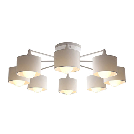 Sleek 8 - Light Fabric Sputnik Pendant Chandelier For Living Room - Minimalist Design