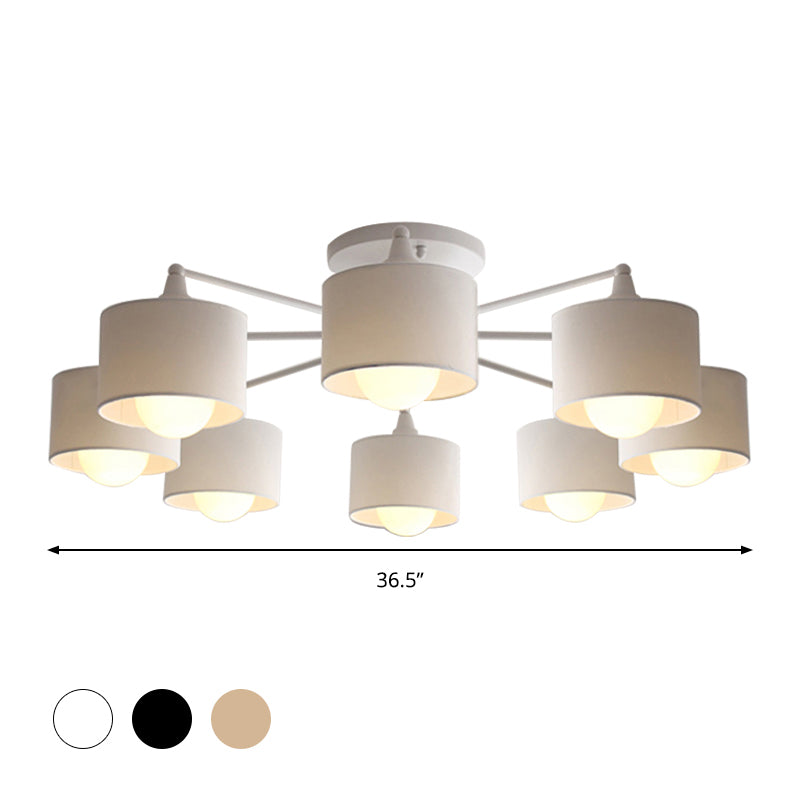 Sleek 8 - Light Fabric Sputnik Pendant Chandelier For Living Room - Minimalist Design