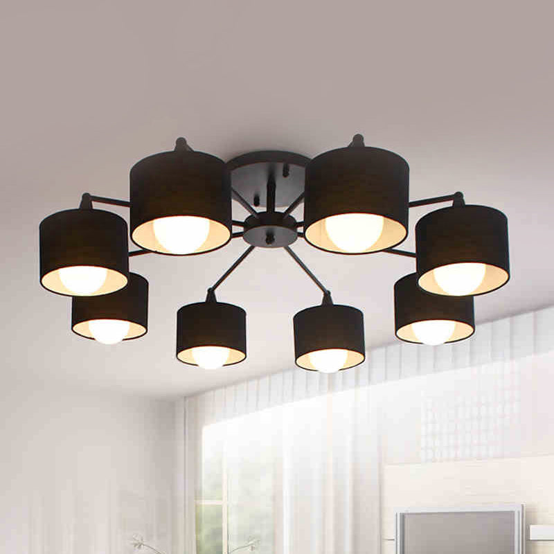 Sleek 8 - Light Fabric Sputnik Pendant Chandelier For Living Room - Minimalist Design