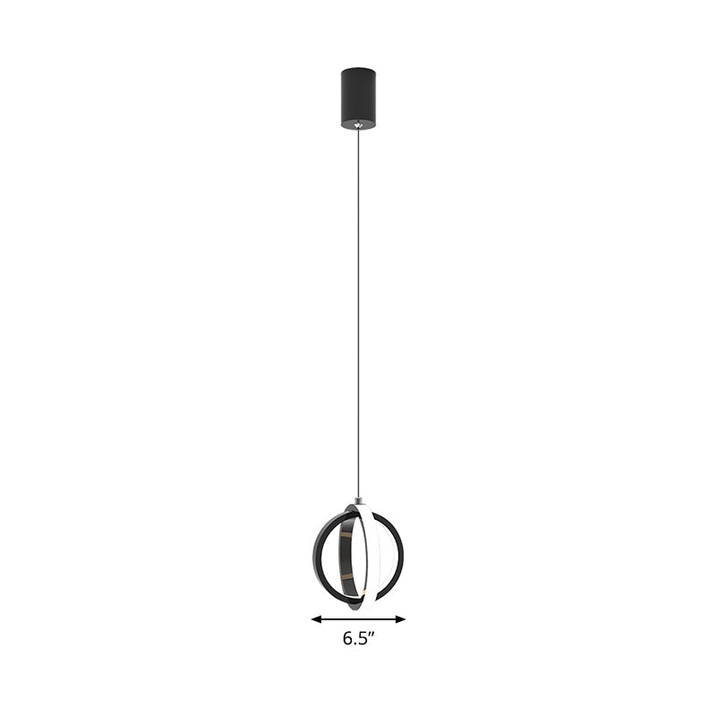 Contemporary Metal Led Pendant Light Kit - Orbit Hanging Ceiling In Black With Warm/White