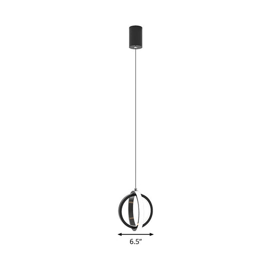 Contemporary Black Led Pendant Light - Orbit Metal Ceiling Kit With Warm/White Lighting