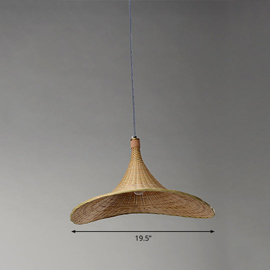 Bamboo Contemporary Suspension Pendant - 16’/19.5’ W 1-Light Indoor Hanging Lamp In Beige