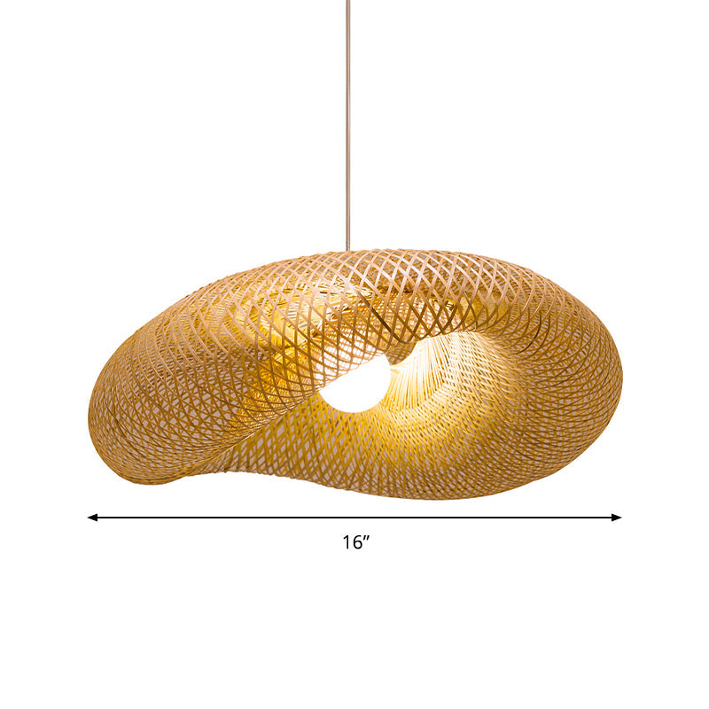 Twist Pendant Lighting - Bamboo 1-Light Hanging Lamp In Beige Multiple Sizes