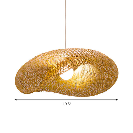 Twist Pendant Lighting - Bamboo 1-Light Hanging Lamp In Beige Multiple Sizes